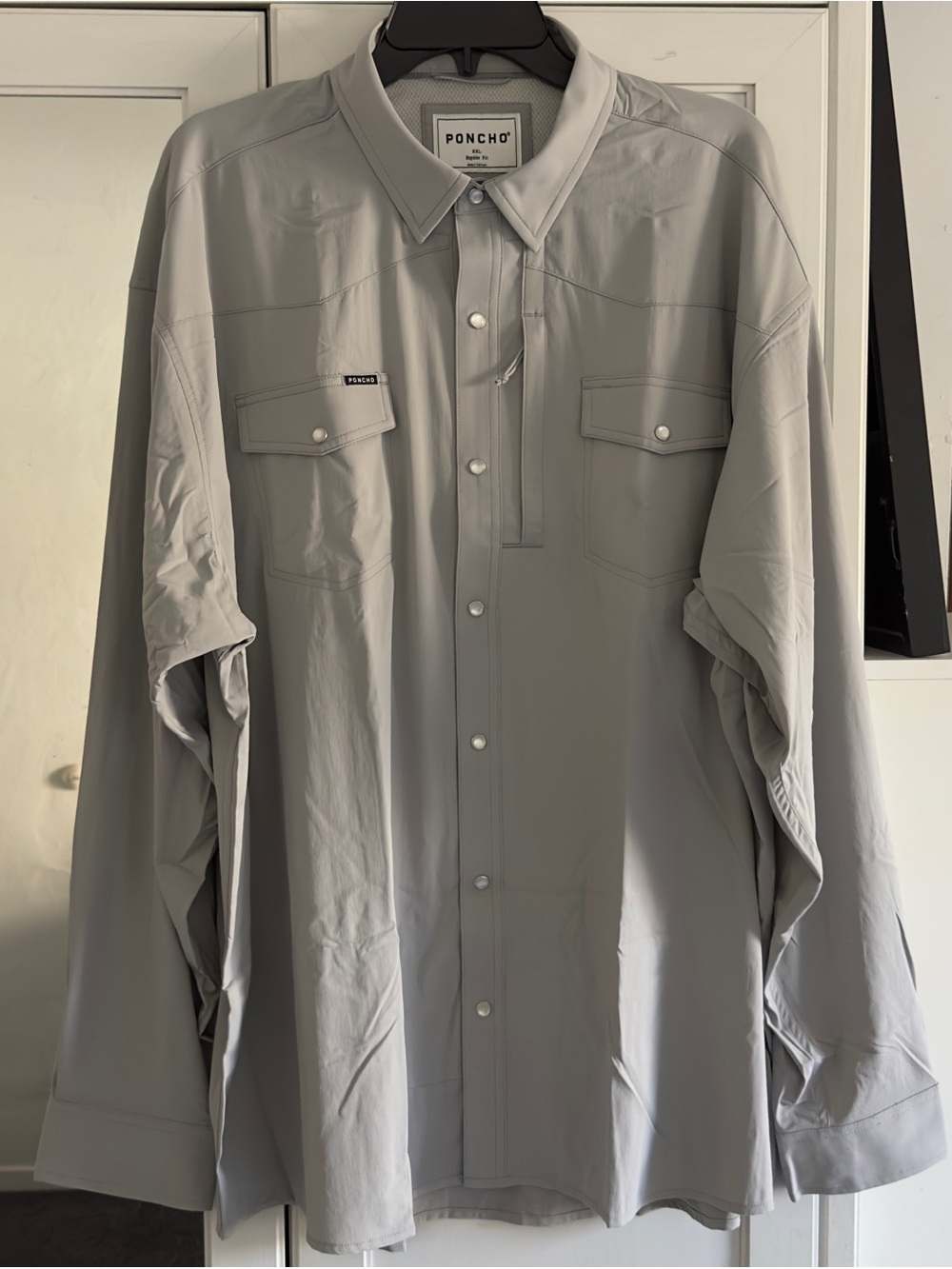 Poncho The San Saba Long Sleeve Shirt in Grey Men's Size XXL Regular Fit - Picture 2 of 10